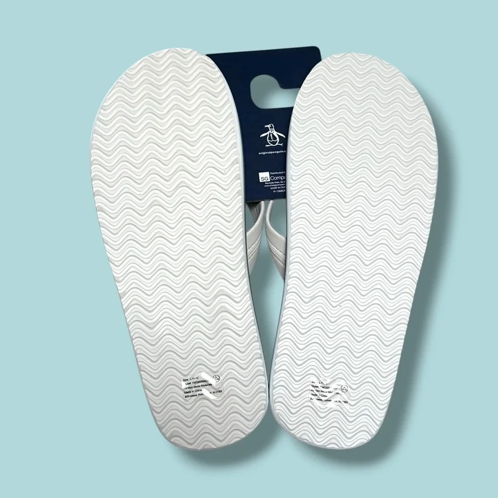 IZOD Mens‎ Sunny Times Beachside Brewery Dog Flip Flops Blue White Size M 9-10